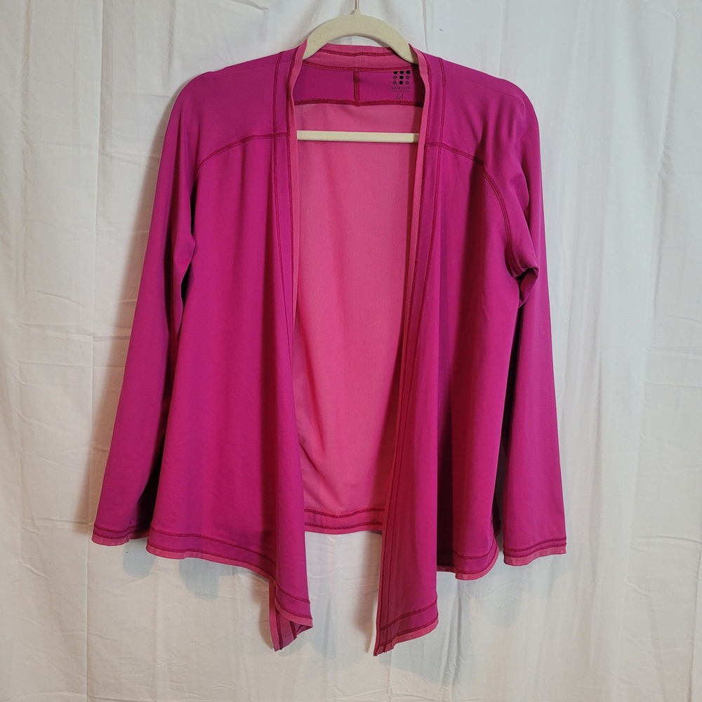 Title Nine Womens Pink Open Front Mesh Back Athletic Cardigan Wrap Size Medium